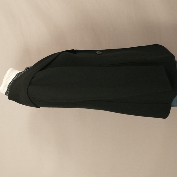 Black Wool Lightweight Jacket Wide Collar Pockets Classy Classic 6P Quality EUC - Picture 3 of 12